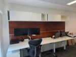 Double White Bench Desk Back-to-Back Workstation, Cable Management - 4 Person - Image 43