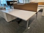 Used Double 2 Person White Bench Desk Back-to-Back Workstation, Cable Management - Image 22