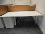 Used Double 2 Person White Bench Desk Back-to-Back Workstation, Cable Management - Image 31