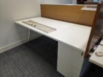 Used Double 2 Person White Bench Desk Back-to-Back Workstation, Cable Management - Image 35