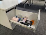 Office Bench Ergonomic Desk White Free Standing + Mobile Lockable Pedestal - Image 16