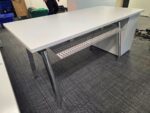 Office Bench Ergonomic Desk White Free Standing + Mobile Lockable Pedestal - Image 21