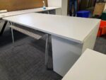 Office Bench Ergonomic Desk White Free Standing + Mobile Lockable Pedestal - Image 22