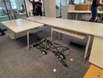 Office Bench Ergonomic Desk White Free Standing + Mobile Lockable Pedestal - Image 28
