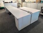 Office Bench Ergonomic Desk White Free Standing + Mobile Lockable Pedestal - Image 32