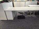 Office Bench Ergonomic Desk White Free Standing + Mobile Lockable Pedestal - Image 34
