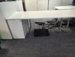 Office Bench Ergonomic Desk White Free Standing + Mobile Lockable Pedestal - Image 36