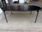 Office Oval Coffee Table Slim Metal Legs Modern Reception Black Unit - 120X60