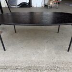 Office Oval Coffee Table Slim Metal Legs Modern Reception Black Unit - 120X60