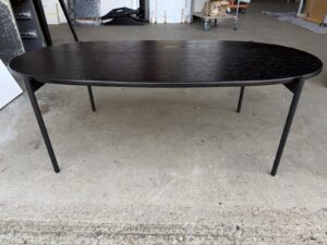 Office Oval Coffee Table Slim Metal Legs Modern Reception Black Unit - 120X60