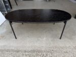 Office Oval Coffee Table Slim Metal Legs Modern Reception Black Unit - 120X60 - Image 19