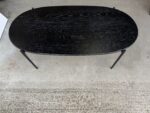 Office Oval Coffee Table Slim Metal Legs Modern Reception Black Unit - 120X60 - Image 21