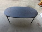 Office Oval Coffee Table Slim Metal Legs Modern Reception Black Unit - 120X60 - Image 25