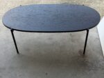 Office Oval Coffee Table Slim Metal Legs Modern Reception Black Unit - 120X60 - Image 30