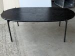 Office Oval Coffee Table Slim Metal Legs Modern Reception Black Unit - 120X60 - Image 32