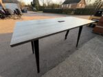 Tall Office Meeting Table with Power Module Grey Wood Effect -  180 x 107 cm - Image 32
