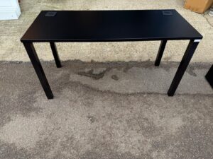 Black Office Desk w/ Cable Ports and Modesty Panel Workstation - 140x60cm