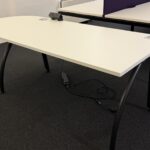 D-End White Office Desk Modern Design Workstation, Cable Management - 200cm