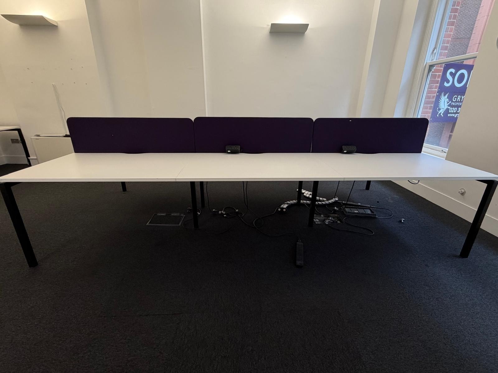 57-9772 6-Person Office Bench Desk Workstation Back-to-Back with Partition Screens 360cm - Image 1