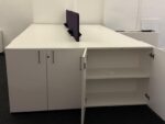 Bench Office Desk Set with Cupboard, Screens - 4 Person Back-to-Back Workstation - Image 29