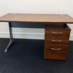 Office Desk with 3 Drawer Pedestal Cabinet, Walnut Effect - 140 cm Workstation
