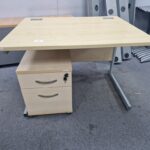 Office Wood Compact Desk Rectangular 100cm + Free Mobile Lockable Pedestal