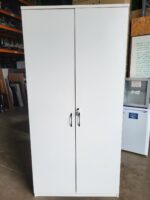 Used Tall Storage Cupboard Lockable – White Office Cupboard, Adjustable Shelves - Image 14