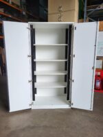 Used Tall Storage Cupboard Lockable – White Office Cupboard, Adjustable Shelves - Image 24