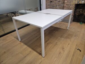 Used White 2-Person Bench Office Desk – 100cm Workstation – Fast UK Delivery 🚚
