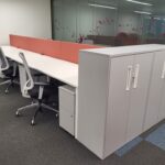 Senator Office Desk Set + 6 Lockable Mobile Pedestals +  2 Double Door Cupboards