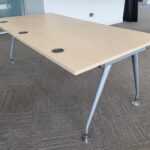 Modern Office Desk with Cable Tray  – Maple Table Rectangular 200cm Workstation
