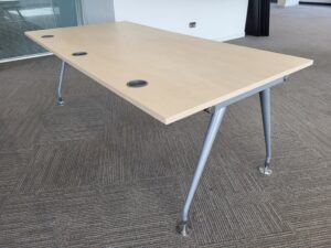 Modern Office Desk with Cable Tray  – Maple Table Rectangular 200cm Workstation