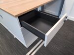 Wood Top Office Desks w/ Matching White Lockable Pedestal Cabinets - Set Of 10 - Image 20