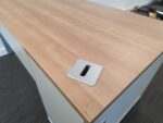 Wood Top Office Desks w/ Matching White Lockable Pedestal Cabinets - Set Of 10 - Image 24