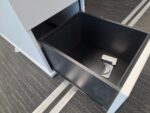 Wood Top Office Desks w/ Matching White Lockable Pedestal Cabinets - Set Of 10 - Image 19