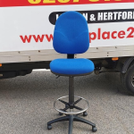 Draughtsman Blue Chair Height Adjustable Office High Stool with Foot Ring