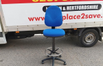 Draughtsman Blue Chair Height Adjustable Office High Stool with Foot Ring