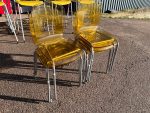 MB Dining / Meeting Chairs Stackable - Set of 6 Amber Clear Plastic Office Seat - Image 12