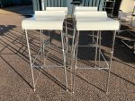 White Bar Stools with Chrome Frame, Wooden Seats – 78cm