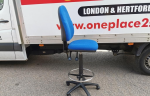 Draughtsman Blue Chair Height Adjustable Office High Stool with Foot Ring - Image 3
