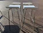 White Bar Stools with Chrome Frame, Wooden Seats – 78cm - Image 7