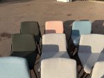 Modern Lounge Chairs, Mixed Colours, Upholstered Fabric, Black Frame - Set of 9 - Image 2
