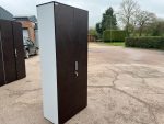 Dark Wood Office Cupboard Lockable Double Door, 4 Shelves Tall Storage Cabinet - Image 2