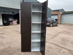 Dark Wood Office Cupboard Lockable Double Door, 4 Shelves Tall Storage Cabinet - Image 3