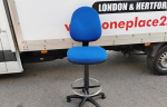 Draughtsman Blue Chair Height Adjustable Office High Stool with Foot Ring - Image 7