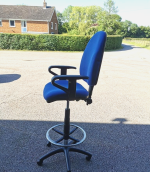Used Draughtsman Blue Chair Height Adjustable Office High Stool with Foot Ring