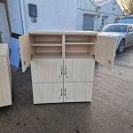 Wooden Locker Cabinet - 6 Door Maple Lockable Office Staff Laptop Storage