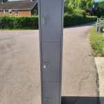 Steel Locker Storage Cabinet – Set of 3 Grey Staff/ Gym/ Office Lockable Units