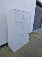 Wooden Locker White Cabinet - 8 Door White Office Staff Laptop Storage Unit - Image 4