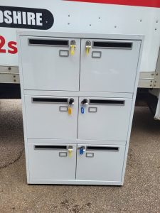White Locker Cabinet - 6 Door Lockable Blum Soft Close Staff Laptop Storage